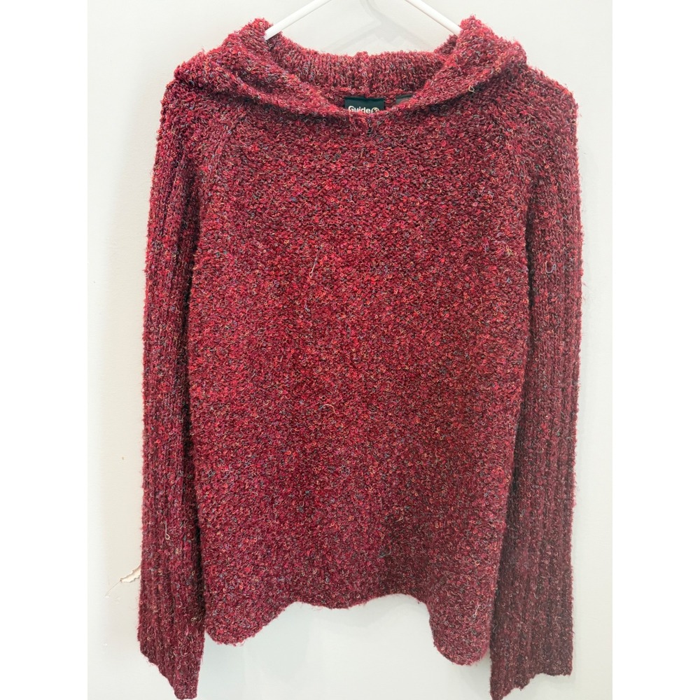 Guide Series Women's 2XL Marled Red Boucle Knit Pullover Hoodie Sweater RN 85856